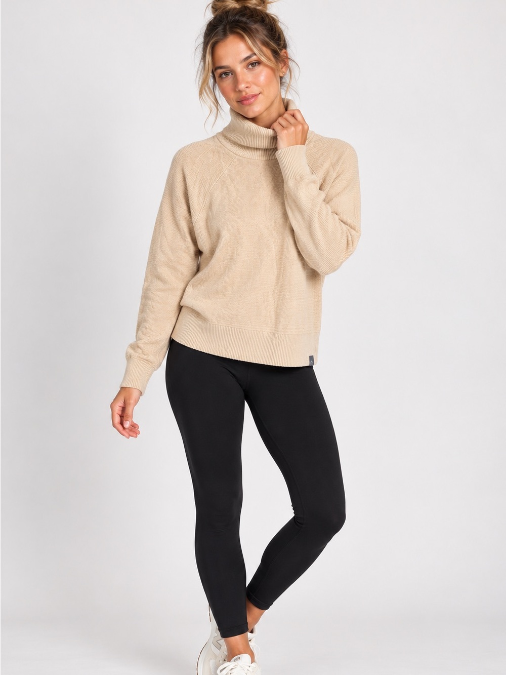 Varley Cream Turtleneck Sweater
